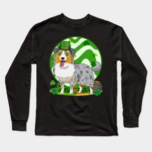 Australian Shepherd Dog St Patricks Day Leprechaun Long Sleeve T-Shirt